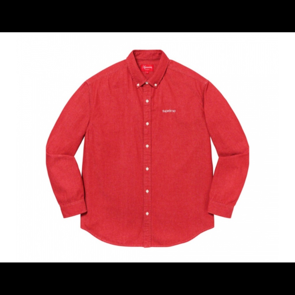 Supreme Classic Logo Denim Shirt Red - L